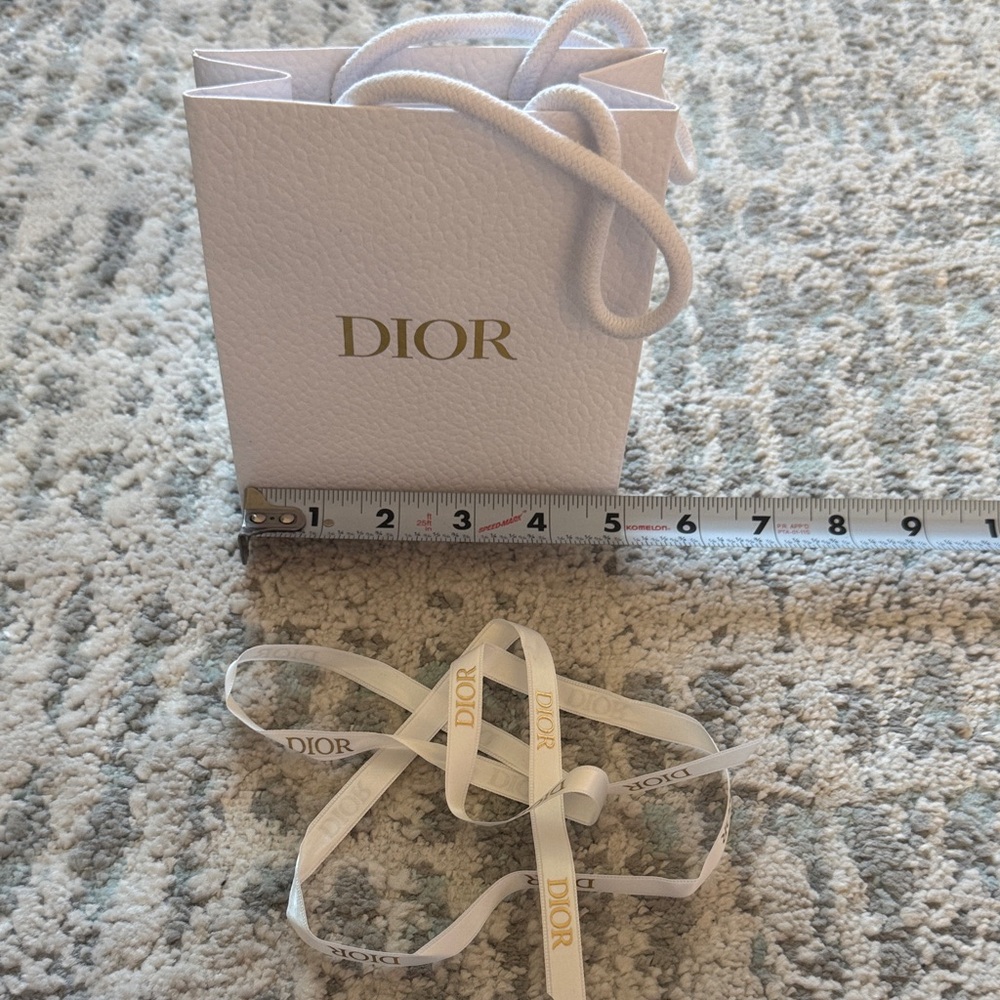 Dior White and Gold Luxury Bag with Ribbon